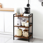 Heaven Shield Utensil Kitchen Rack Iron, Wood Multipurpose Rack | Microwave Oven Stand & OTG Rack