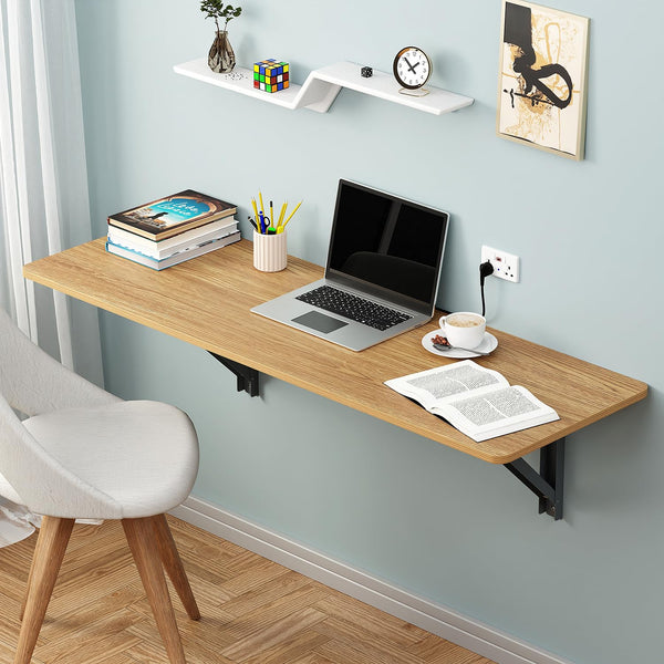 Heaven Shield Engineered Wood Wall Mounted Folding Table for Kitchen, Computer, Workstations Multi Function Computer Desk Workbench (Colour – Light Oak) DIY (Do It Your Self)