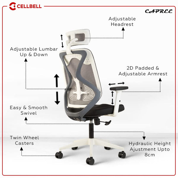 Heaven Shield Multi Adjustable Headrest Office Chair (Nylon, Black)