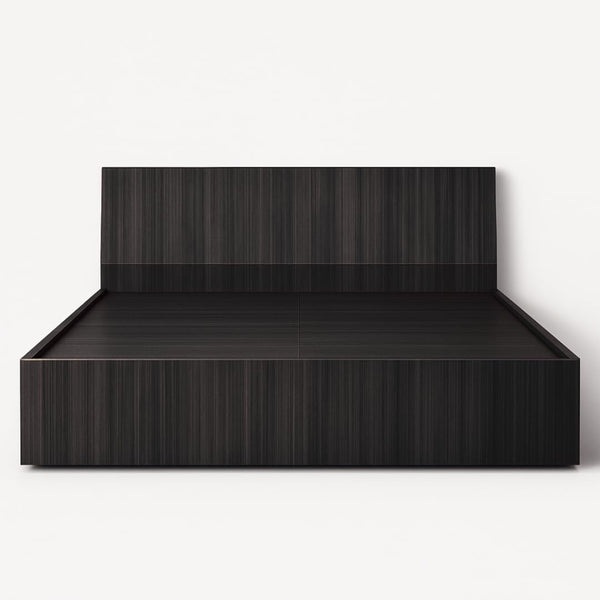 Heaven Shield Engineered Wood Bed in Ebony Black – Queen Size (L1985 x W1560 x H300 mm) | Platform Bed | Modern Wooden Bed for Bedroom, Durable & Stylish Design