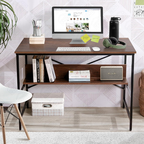 Heaven Shield Study Table for Students – Office Table, Adults Work Table for Home Office – pc, Laptop, Desktop, Drawing, Computer Table with Storage Space (Walnut)