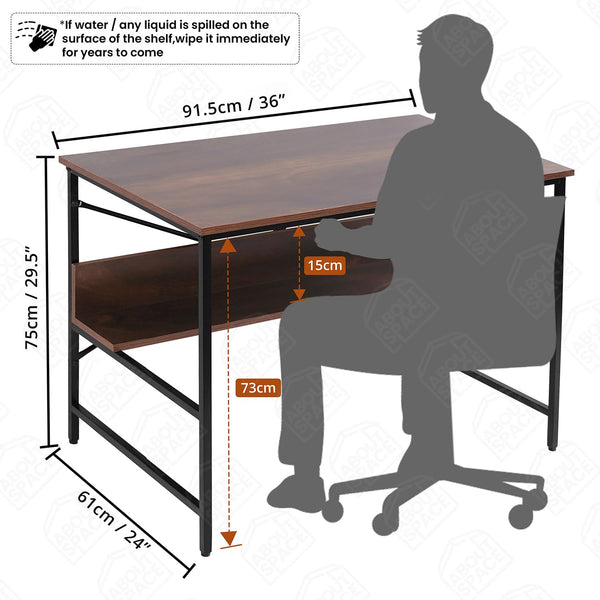 Heaven Shield Study Table for Students – Office Table, Adults Work Table for Home Office – pc, Laptop, Desktop, Drawing, Computer Table with Storage Space (Walnut)