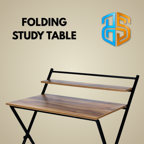 Heaven Shield Folding Table for Home, Office, Art, Study, Computer and Gaming I Foldable Desk Engineered Wood Study Table(Free Standing, Finish Color - Dark Walnut, Pre-assembled)