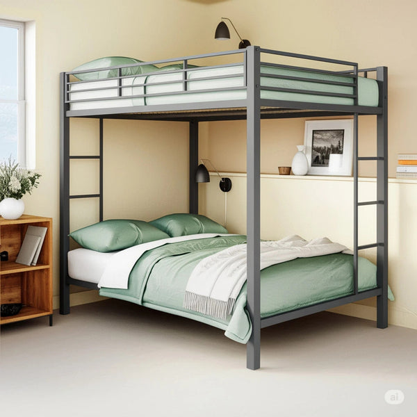 Heaven Shield ®™ | Twin Bed for Junior/ Adults with Guard Rail, Metal Bunk Bed Metal Bunk Bed(Finish Color - Grey, DIY(Do-It-Yourself))