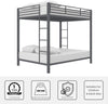 Heaven Shield ®™ | Twin Bed for Junior/ Adults with Guard Rail, Metal Bunk Bed Metal Bunk Bed(Finish Color - Grey, DIY(Do-It-Yourself))