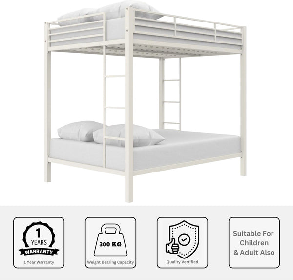 Heaven Shield ®™ | Twin Bed for Junior/ Adults with Guard Rail, Metal Bunk Bed Metal Bunk Bed(Finish Color - White, DIY(Do-It-Yourself))