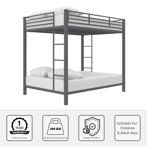 Heaven Shield ®™ | Avengers Twin Bed for Junior/ Adults with Guard Rail, Metal Bunk Bed Metal Bunk Bed(Finish Color - Grey, DIY(Do-It-Yourself))