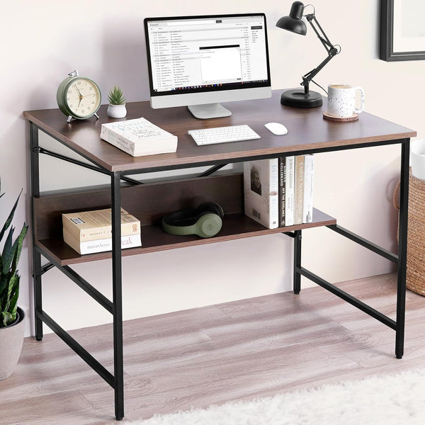 Heaven Shield Study Table for Students – Office Table, Adults Work Table for Home Office – pc, Laptop, Desktop, Drawing, Computer Table with Storage Space (Walnut)