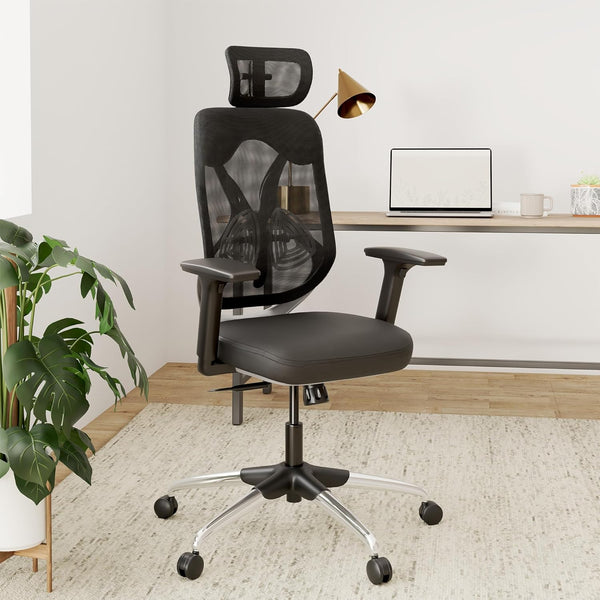 Heaven Shield Multi Adjustable Headrest Office Chair (Nylon, Black)