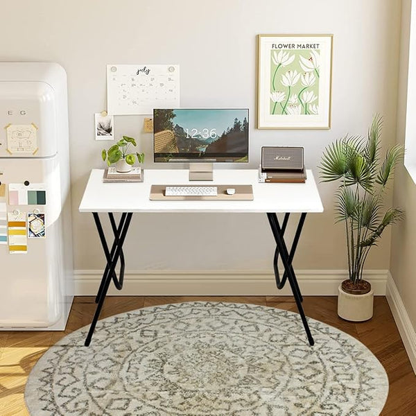 Heaven Shield Multipurpose Foldable & Portable Study, Computer Table (Windsor-Pearl White), Wood