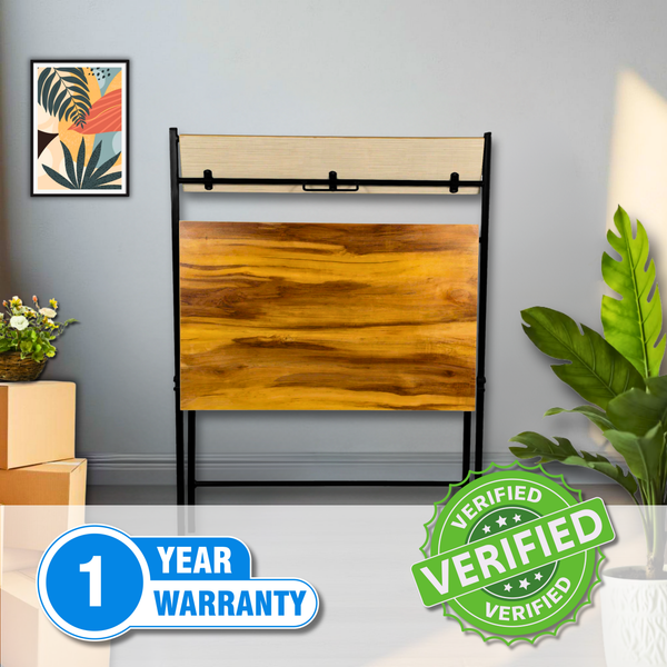 Heaven Shield Folding Table for Home, Office, Art, Study, Computer and Gaming I Foldable Desk Engineered Wood Study Table(Free Standing, Finish Color - Dark Walnut, Pre-assembled)