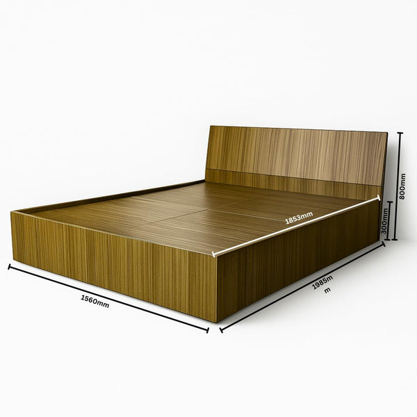 Heaven Shield Engineered Wood Bed in Almond Beige – Queen Size (L1985 x W1560 x H300 mm) | Platform Bed | Modern Wooden Bed for Bedroom, Durable & Stylish Design