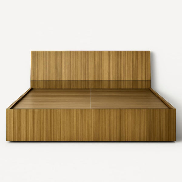 Heaven Shield Engineered Wood Bed in Almond Beige – Queen Size (L1985 x W1560 x H300 mm) | Platform Bed | Modern Wooden Bed for Bedroom, Durable & Stylish Design