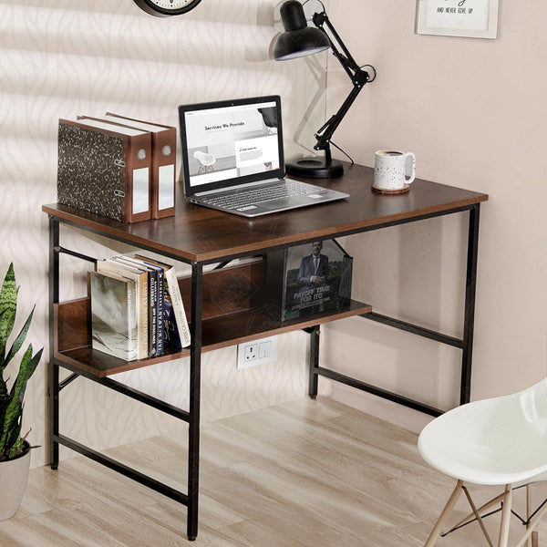 Heaven Shield Study Table for Students – Office Table, Adults Work Table for Home Office – pc, Laptop, Desktop, Drawing, Computer Table with Storage Space (Walnut)