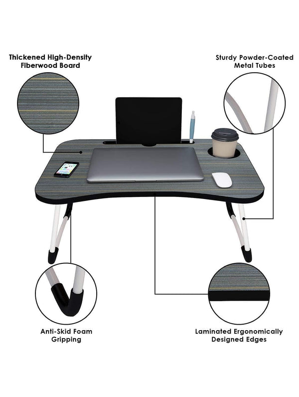 Heaven Shield Multipurpose Foldable & Portable Study, Computer Table (Black), Wood