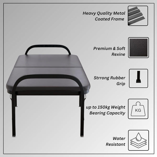 Heaven Shield® Metal Folding Single Bed with Fitted Double Layer Mattress for Sleeping | Guest Bed | Easily Storable Bed | Space Saving Single Bed | Sturdy Bed Frame (Double Layer Foam, 2.5ft x 6ft)