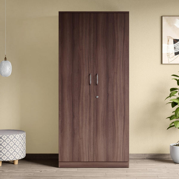 Heaven Shield Ewa without Mirror Engineered Wood 2 Door Wardrobe(Finish Color - Brown, Knock Down)
