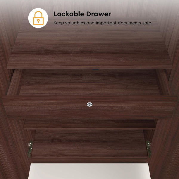 Heaven Shield Ewa without Mirror Engineered Wood 2 Door Wardrobe(Finish Color - Brown, Knock Down)