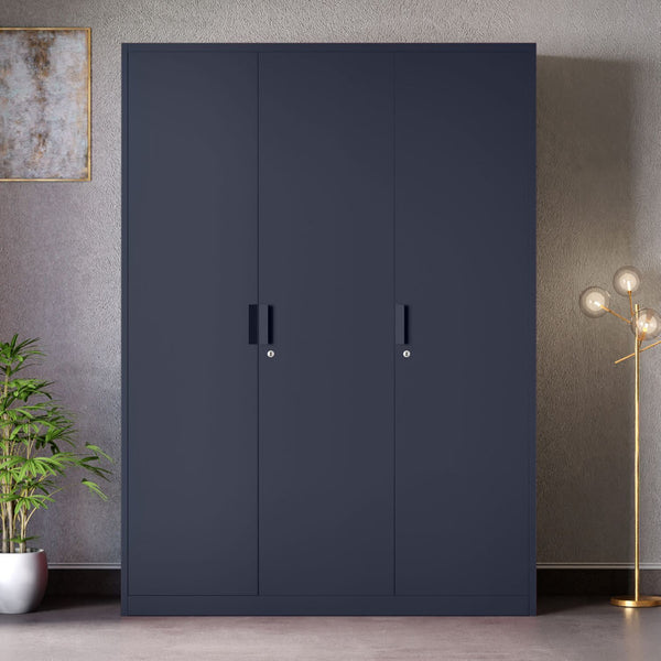Heaven Shield 3-Door with Locker Metal Almirah(Finish Color - Textured Denim Blue, Pre-assembled)