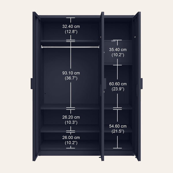 Heaven Shield 3-Door with Locker Metal Almirah(Finish Color - Textured Denim Blue, Pre-assembled)