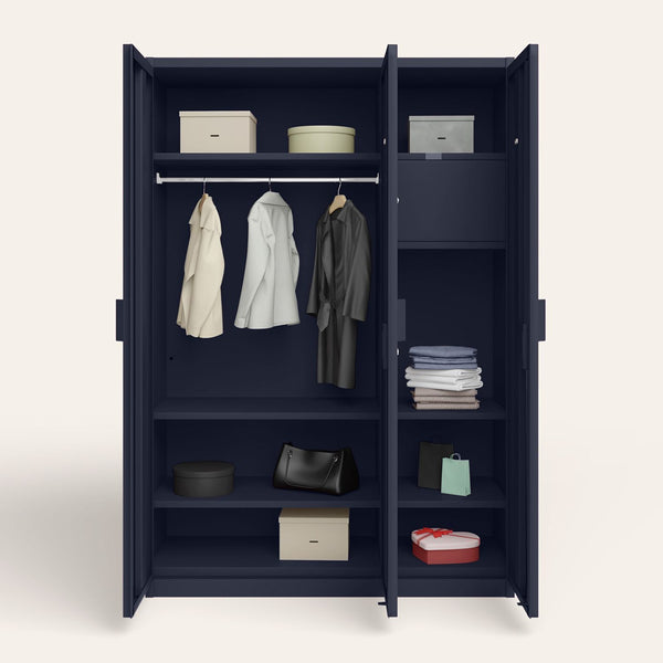 Heaven Shield 3-Door with Locker Metal Almirah(Finish Color - Textured Denim Blue, Pre-assembled)