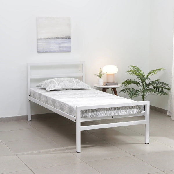 Heaven Shield Metal Single Bed(Finish Color - White, Delivery Condition - DIY(Do-It-Yourself))