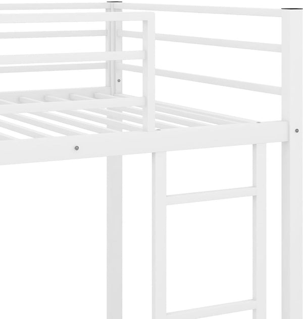 Heaven Shield ®™ | Meta Twin Bed for Junior/ Adults with Guard Rail, Noise Free Metal Bunk Bed(Finish Color - White, DIY(Do-It-Yourself))