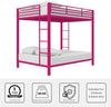 Heaven Shield ®™ | Twin Bed for Junior/ Adults with Guard Rail, Metal Bunk Bed Metal Bunk Bed(Finish Color - Pink, DIY(Do-It-Yourself))