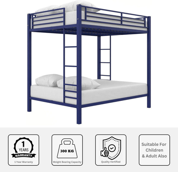 Heaven Shield ®™ | Twin Bed for Junior/ Adults with Guard Rail, Metal Bunk Bed Metal Bunk Bed(Finish Color - BLUE, DIY(Do-It-Yourself))