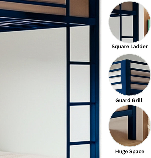 Heaven Shield ®™ | Twin Bed for Junior/ Adults with Guard Rail, Metal Bunk Bed Metal Bunk Bed(Finish Color - BLUE, DIY(Do-It-Yourself))