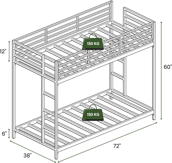 Heaven Shield ®™ | Twin Bed for Junior/ Adults with Guard Rail, Metal Bunk Bed Metal Bunk Bed(Finish Color - Pink, DIY(Do-It-Yourself))