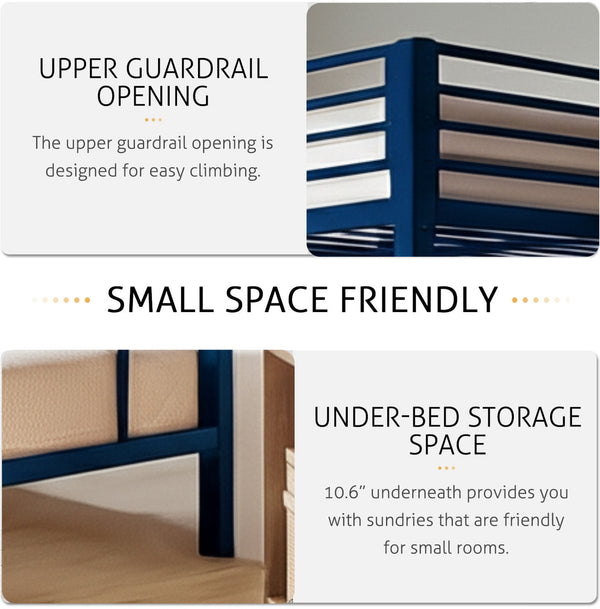 Heaven Shield ®™ | Twin Bed for Junior/ Adults with Guard Rail, Metal Bunk Bed Metal Bunk Bed(Finish Color - BLUE, DIY(Do-It-Yourself))