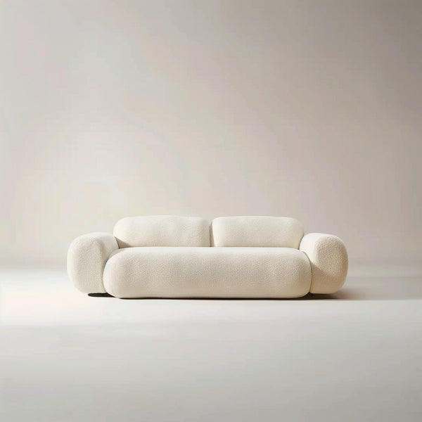 Sofa with Cane Accents (Cotton, Jade Ivory) 3 Seater